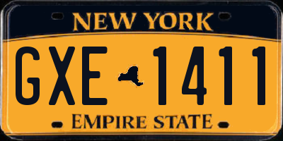 NY license plate GXE1411