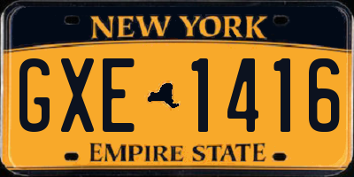 NY license plate GXE1416