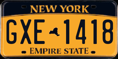 NY license plate GXE1418