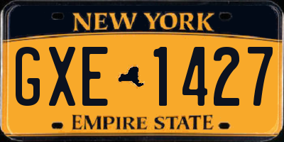 NY license plate GXE1427