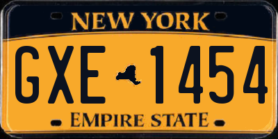 NY license plate GXE1454