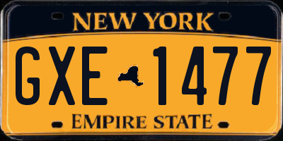 NY license plate GXE1477