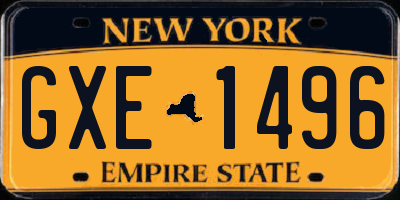 NY license plate GXE1496