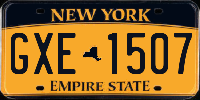 NY license plate GXE1507