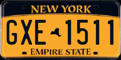 NY license plate GXE1511