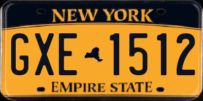 NY license plate GXE1512