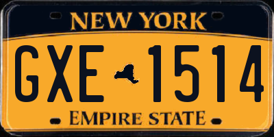 NY license plate GXE1514