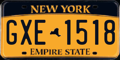 NY license plate GXE1518
