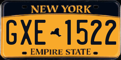 NY license plate GXE1522