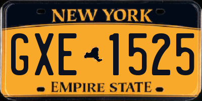 NY license plate GXE1525
