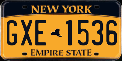 NY license plate GXE1536