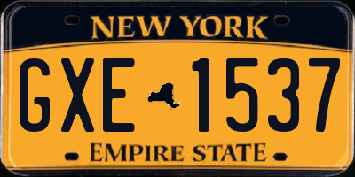 NY license plate GXE1537