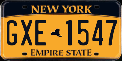 NY license plate GXE1547