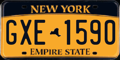 NY license plate GXE1590