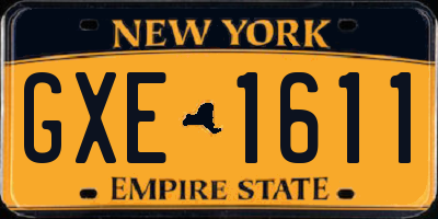 NY license plate GXE1611