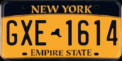 NY license plate GXE1614