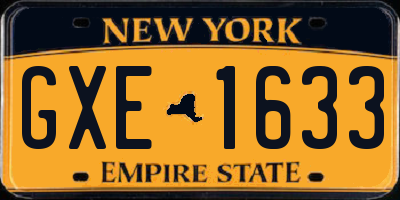 NY license plate GXE1633