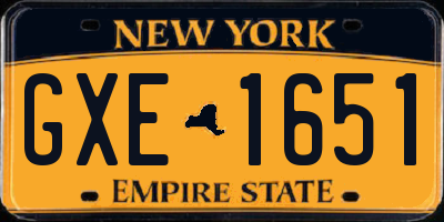 NY license plate GXE1651