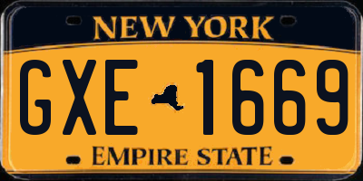 NY license plate GXE1669