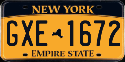 NY license plate GXE1672