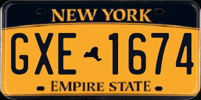 NY license plate GXE1674