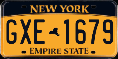 NY license plate GXE1679