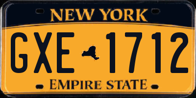 NY license plate GXE1712