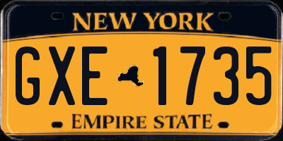 NY license plate GXE1735