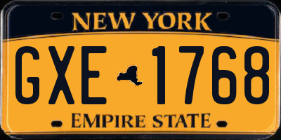 NY license plate GXE1768