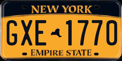 NY license plate GXE1770