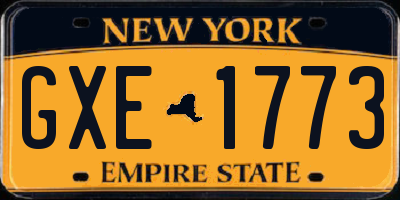 NY license plate GXE1773