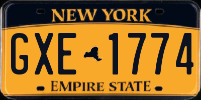 NY license plate GXE1774