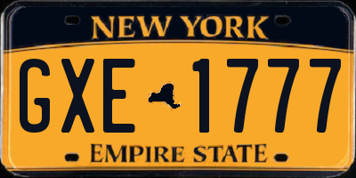 NY license plate GXE1777