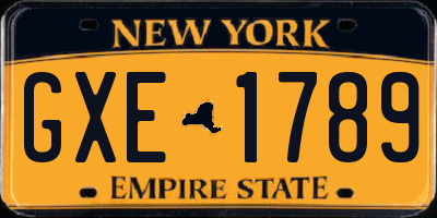NY license plate GXE1789