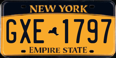 NY license plate GXE1797