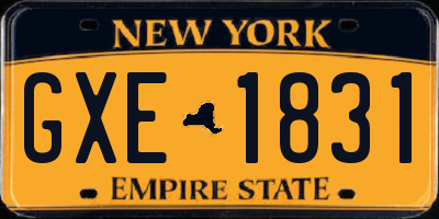 NY license plate GXE1831