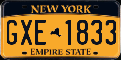 NY license plate GXE1833