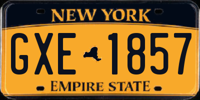 NY license plate GXE1857