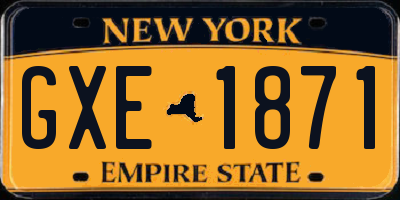NY license plate GXE1871