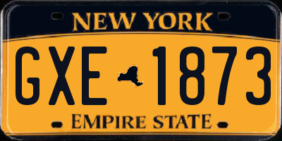 NY license plate GXE1873