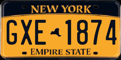 NY license plate GXE1874
