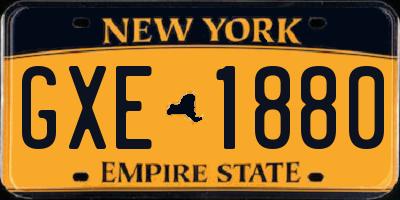 NY license plate GXE1880