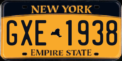NY license plate GXE1938
