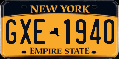 NY license plate GXE1940