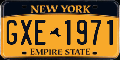 NY license plate GXE1971