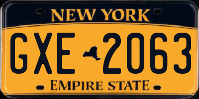 NY license plate GXE2063
