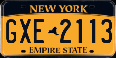 NY license plate GXE2113
