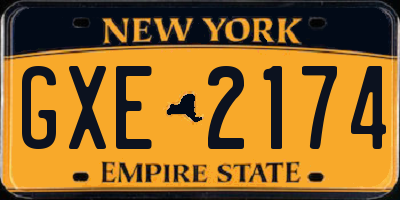 NY license plate GXE2174