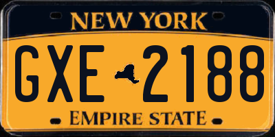 NY license plate GXE2188