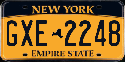 NY license plate GXE2248
